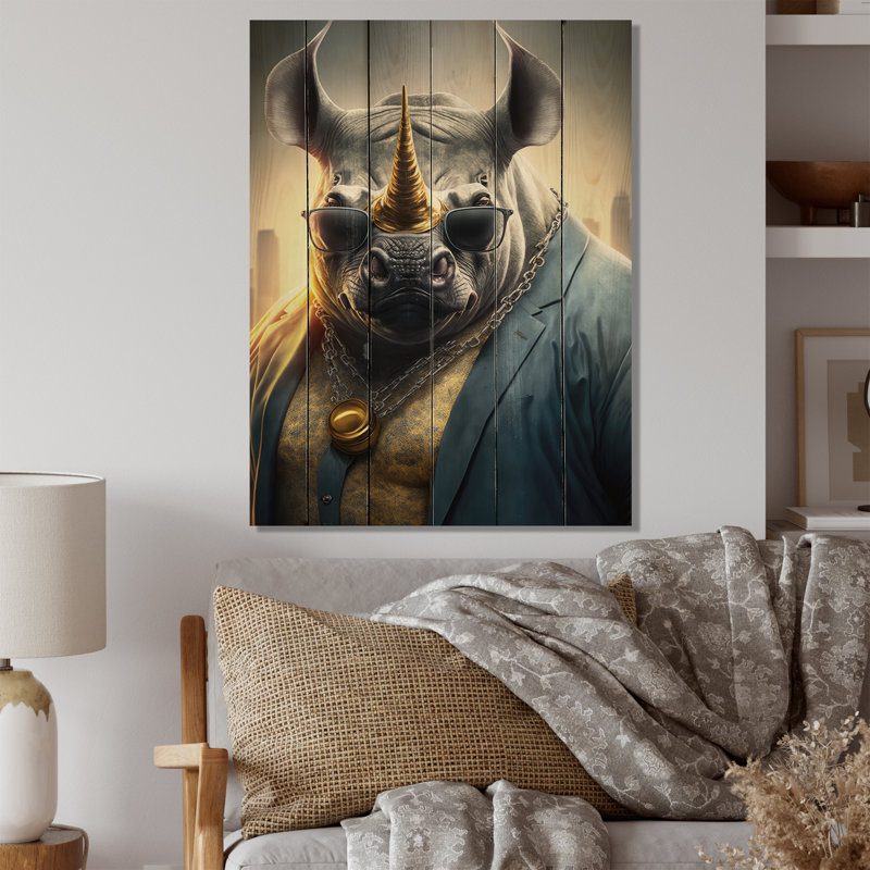 «Harout Rhino Gangster In NYC III», reproduction sur bois sans cadre, H 32 po x l 16 po x P 1 po