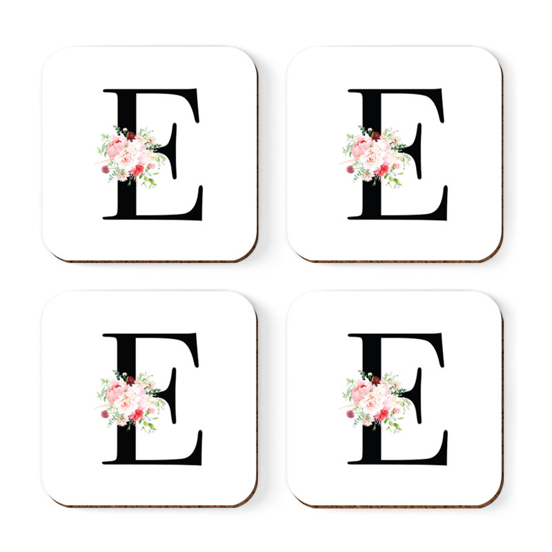 Sous-verre à motif floral rosé, E