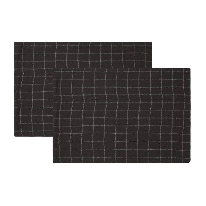 Wyatt Crimson and Plaid Cotton Patchwork Placemats 13x19 Set of 2