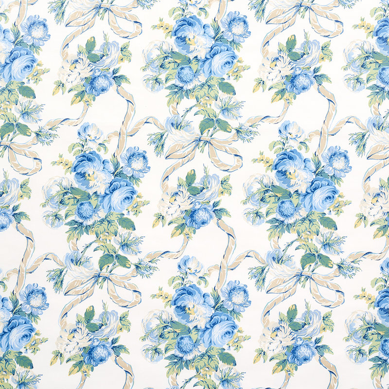 Queenies Floral Chintz Fabric, Porcelain