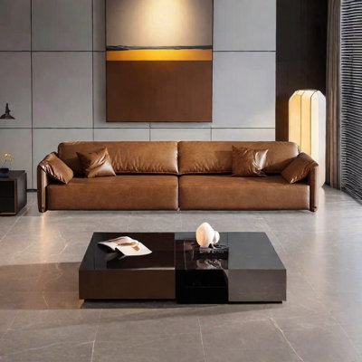 Italian retro oil wax leather office sofa