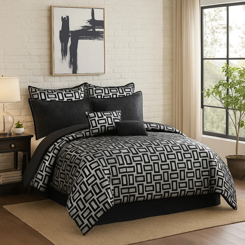 Microfiber 6 Piece Comforter Set, King Comforter + 5 Additional Pieces