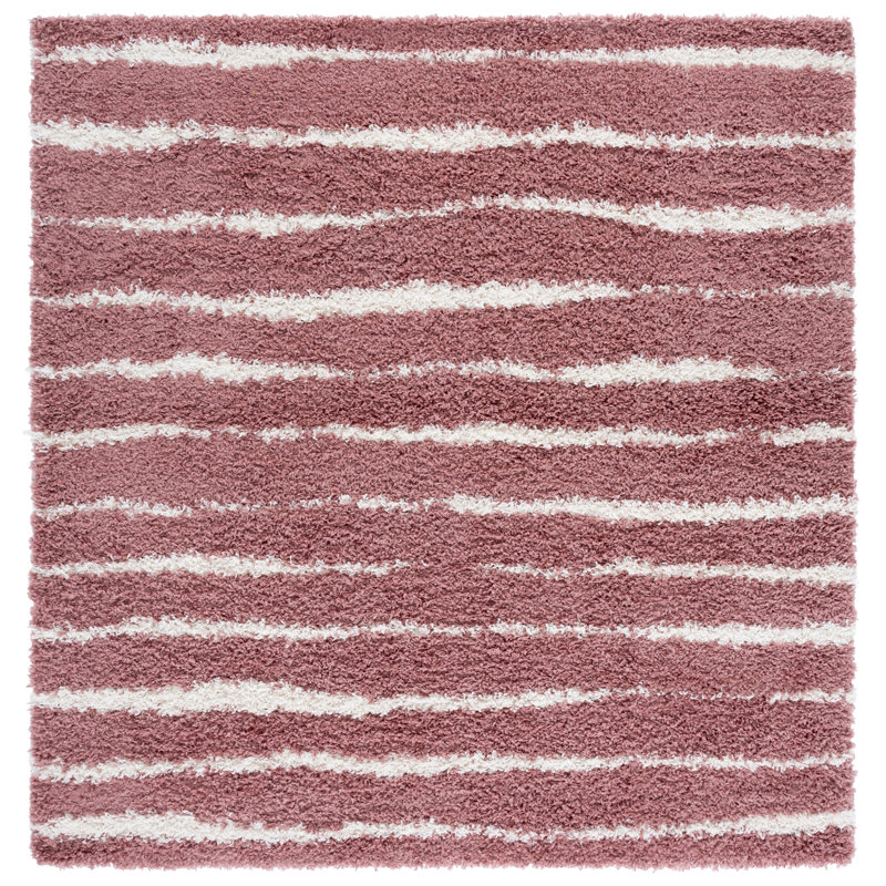 Tapis à poils longs rose / ivoire Averian 603, Carré 6 pi 7 po