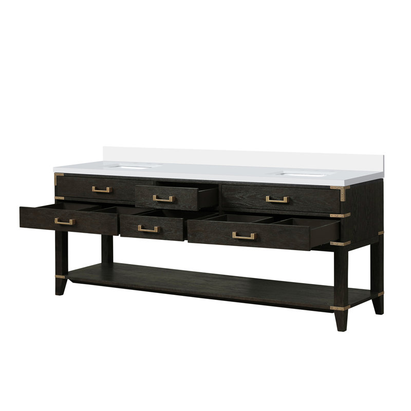 Double Bath Vanity with White Quartz Top