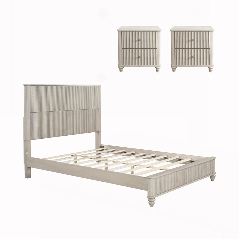 Ensemble de chambre à coucher 3 pièces avec un grand lit et 2 tables de chevet