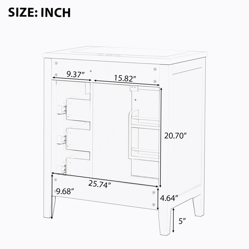 Base de meuble-lavabo simple 29,52 po seulement, Vert
