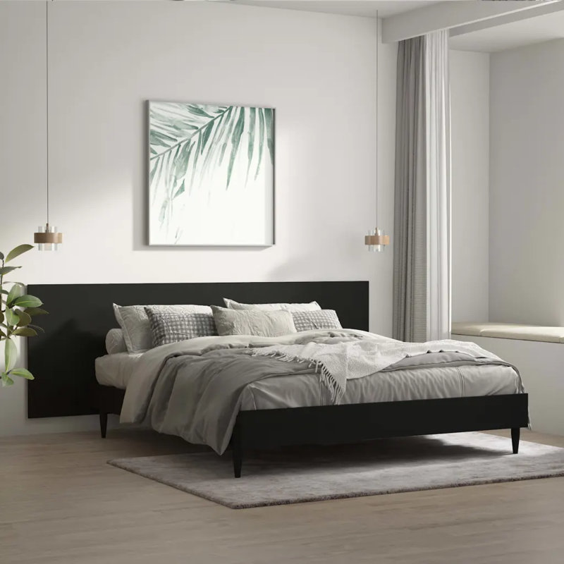 Wall Headboard Engineered Wood 94.5 in x 0.6 in x 31.5 in, Black