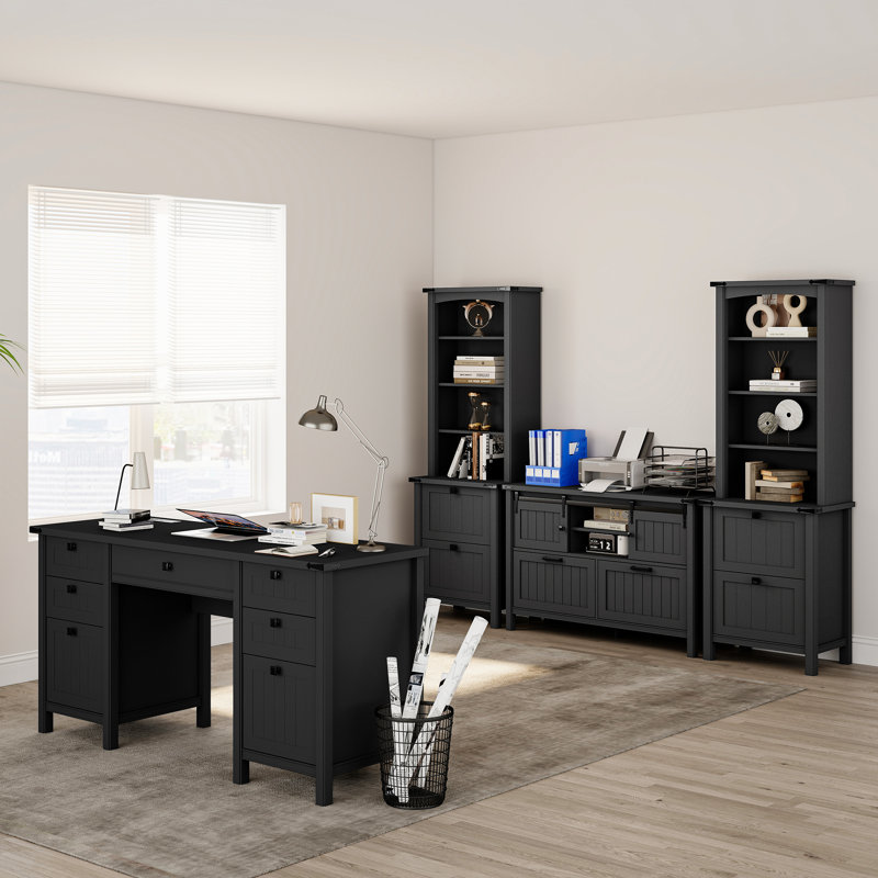4-piece Computer Desk Office Set, Black