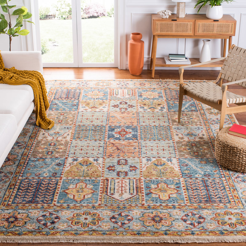 Samarkand 124 Area Rug In Blue / Rust, Rectangle 10' x 14'