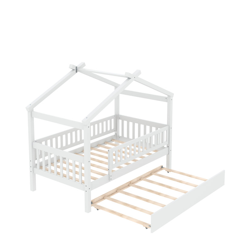 Pisinemo House Beds with Trundle, White, Twin