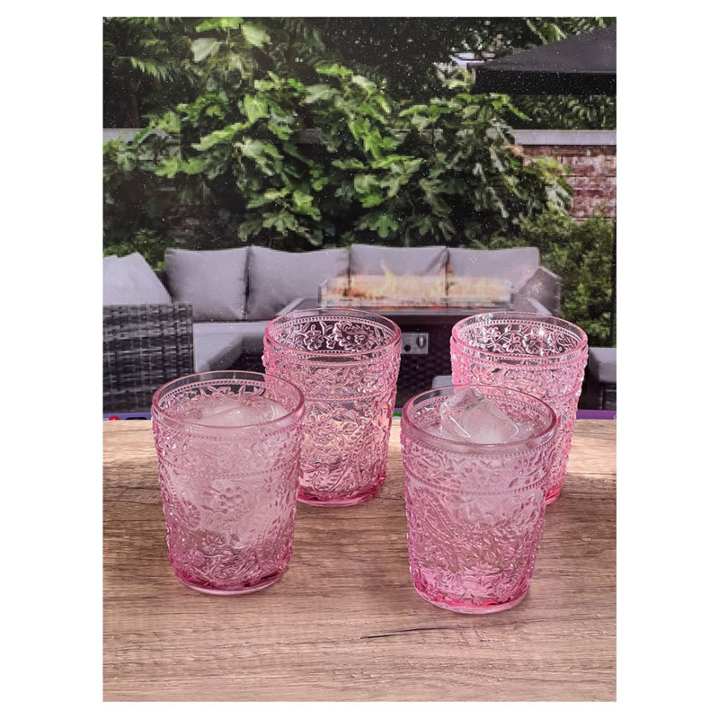 Paisley Acrylic Glasses Drinking, 13 fl oz, Pink