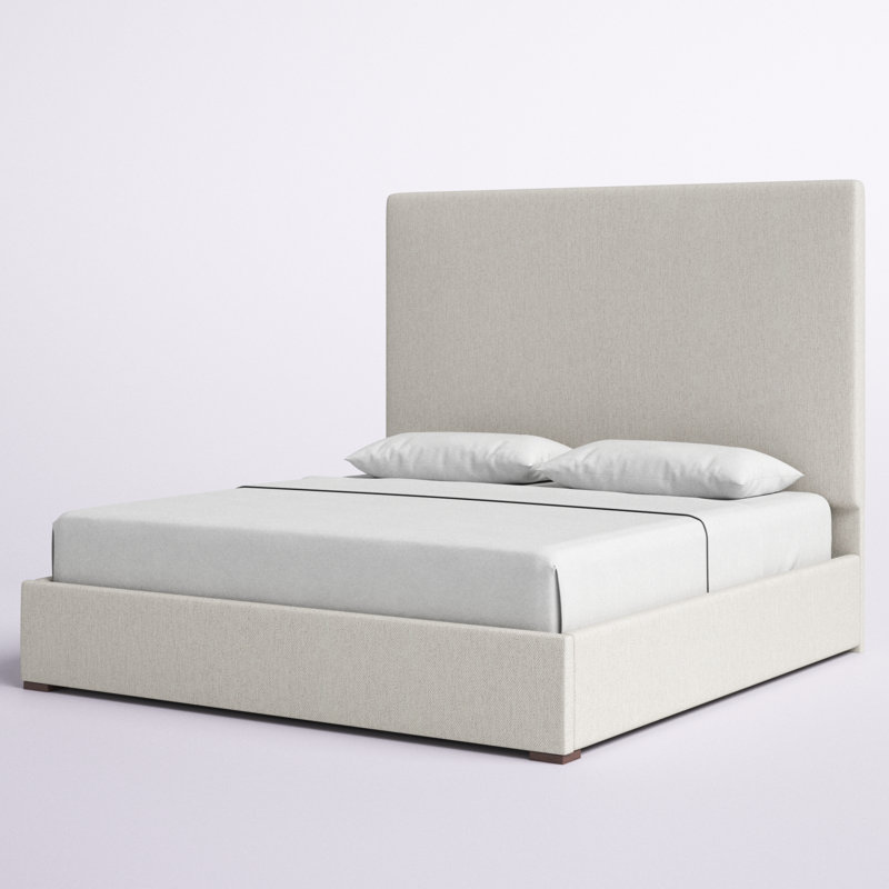Lit à panneau tapissier Dezyah, Très grand, Revolution® blanc cassé