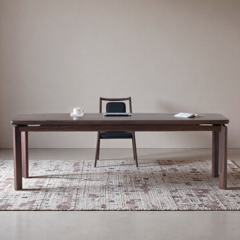 Bureau et bureau en noyer noir, H 29,53 po x l 86,61 po x P 35,43 po
