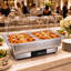Chafing dish électrique pour buffet, 600 W, en acier inoxydable, avec commande tactile numérique, couvercle transparent à enroulement et bacs alimentaires de grande capacité et 2 demi-capacités.