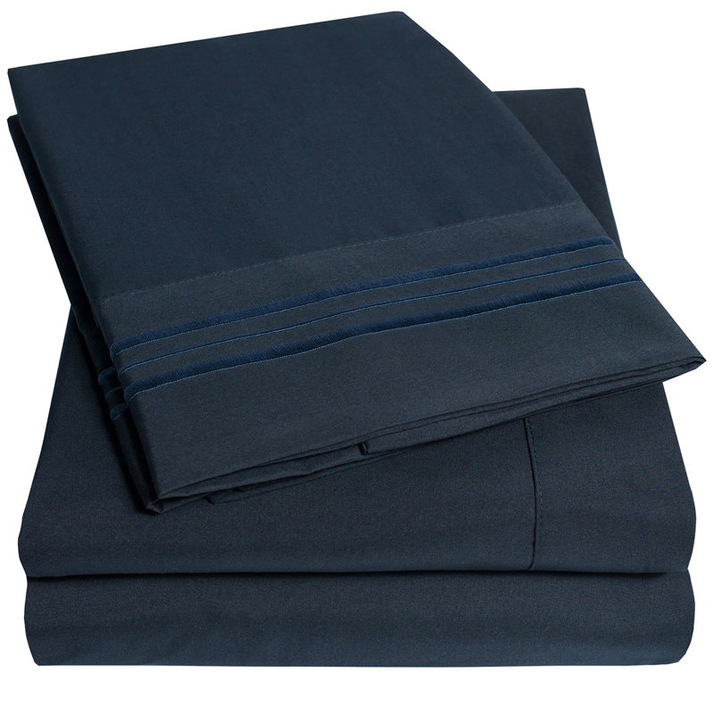 Ensemble de draps en microfibre extra douce 18-24 po, Très grand californien, Bleu marine