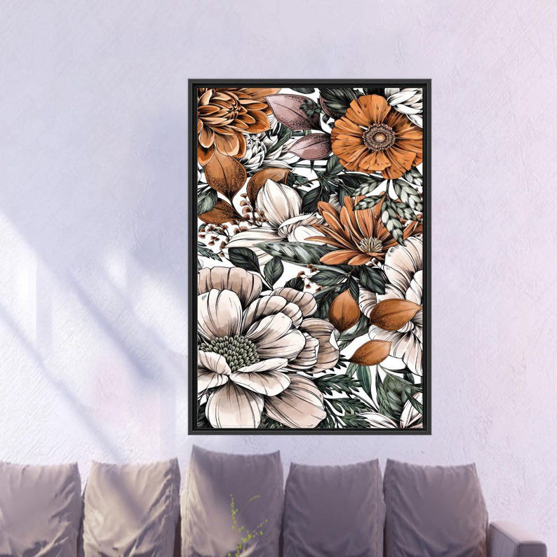 Impression sur toile dégradé floral: art mural botanique de luxe et option de cadeau personnalisé, H 65 po x l 45 po