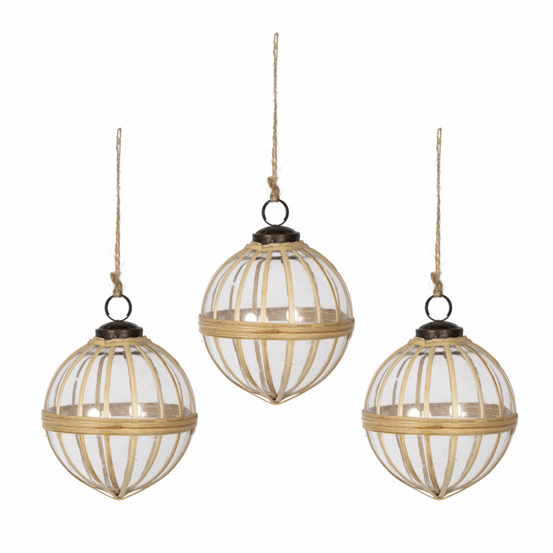 Ensemble de 3 boules de Noël décoratives à suspendre pour des décorations de fêtes, H 4,5 po x l 3,9 po x P 3,9 po