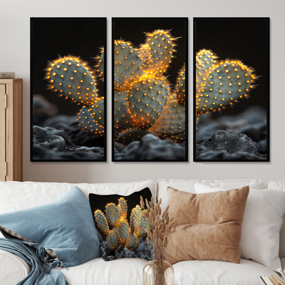 Yellow Black Sunset Glow Cactus II " Yellow Black Sunset Glow Cactus II " 3 - Pieces