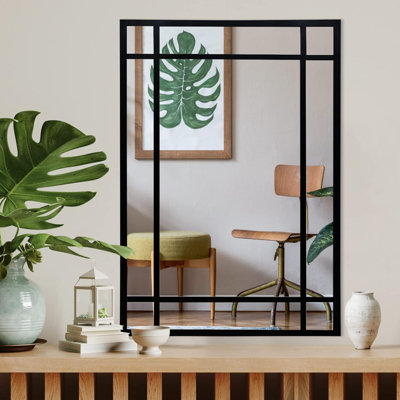 Miroir rectangulaire noir, miroir mural décoratif de ferme pour entrée, salon, chambre à coucher, couloir, foyer, décoration murale décorative (noir1, 39 po x 27 po)