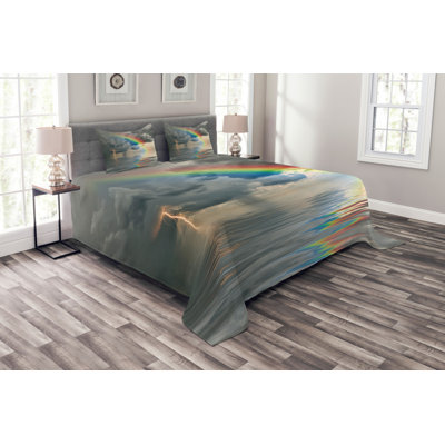 Dark Blue/Black/Yellow Microfibre Bedspread