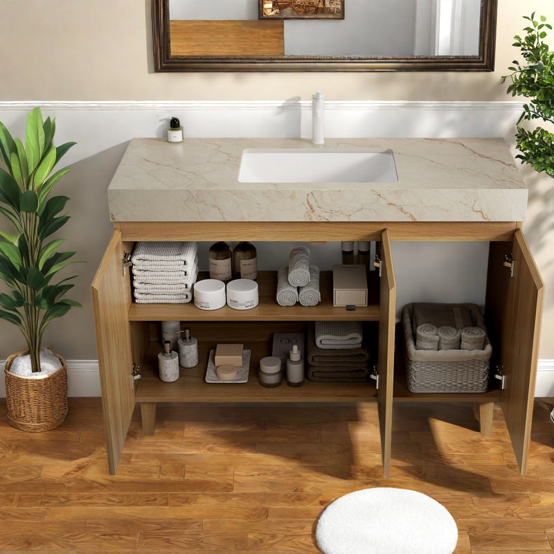 Meuble-lavabo moderne, bois de 48 pouces