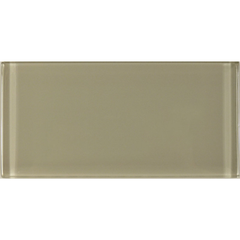 Metro 3 in. x 6 in. Glass Straight Edge Subway Wall & Pool Tile, Olive Brown