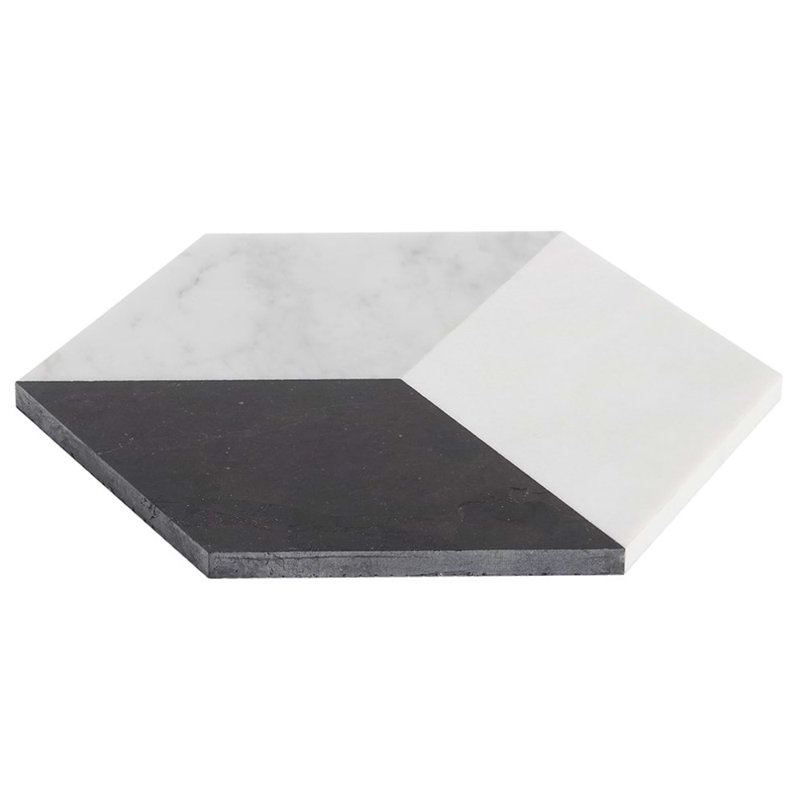 Havasar 8x9 Hexagon Honed Marble Mosaic Tile, Classico Polished