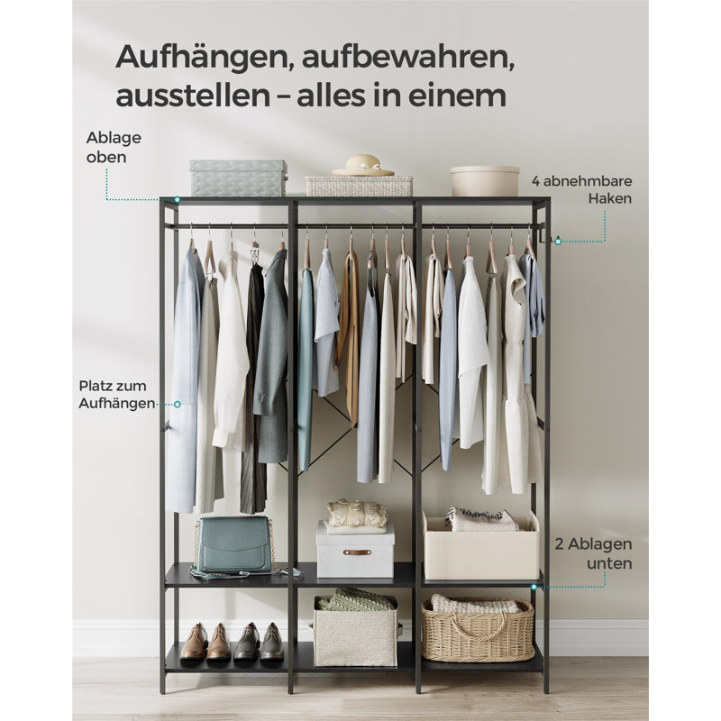 Ellender 141cm Clothing Rack, Ebony Black