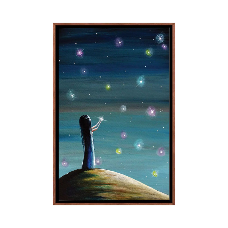 Keeping Her Dreams Alive by Moonlight Art Parlour - Painting on Canvas, Classic Brown Wood Framed, 66.04 cm H x 45.72 cm W