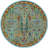 Round Floral Power Loomed Polypropylene Area Rug in Aqua/Blue/Orange-741886135