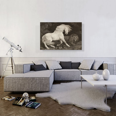 «A Horse Affrighted at a Lion 1788» par George Stubbs, reproduction d'art sur toile tendue