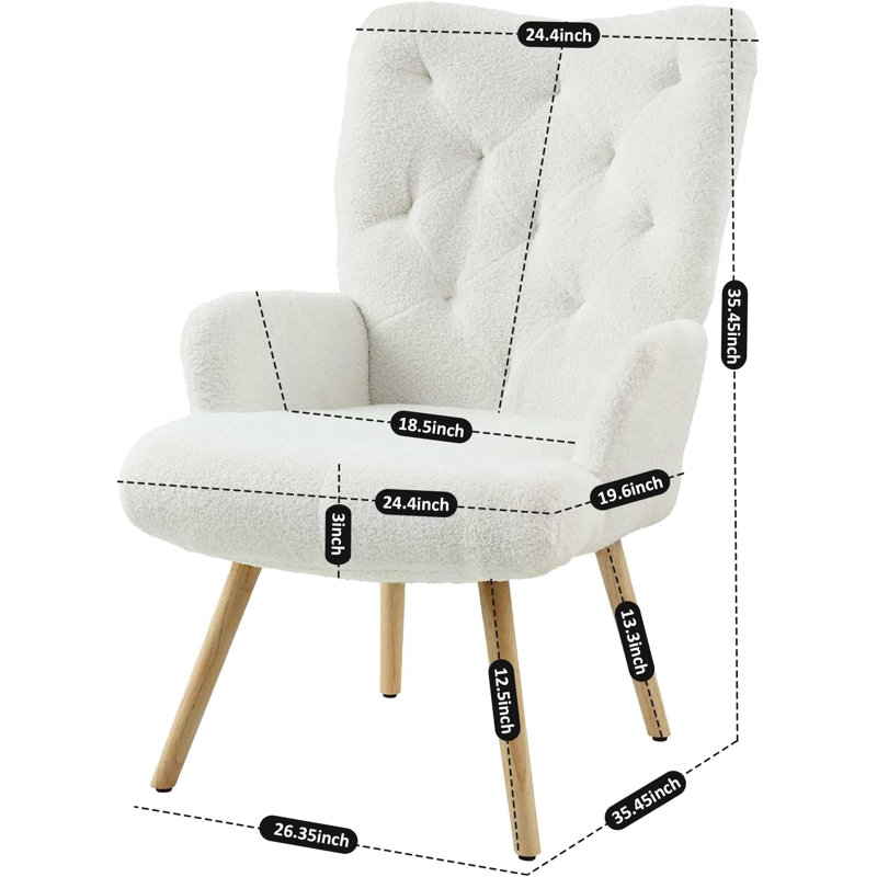 Fauteuil Hodon de 24,4 po de largeur, Mélange de polyester ivoire