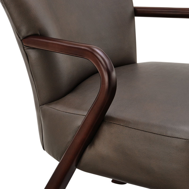 Fauteuil d'appoint rembourré en similicuir Arden espresso, Espresso, Brun