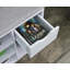 Banc de rangement blanc avec coussin, tiroir et tablette ajustable pour chaussures