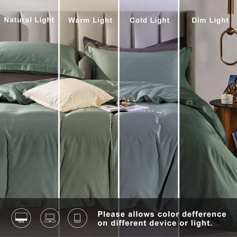 100% Egyptian-Quality Cotton Ultra Soft Duvet Cover Set, Queen Duvet + 2 Standard Shams