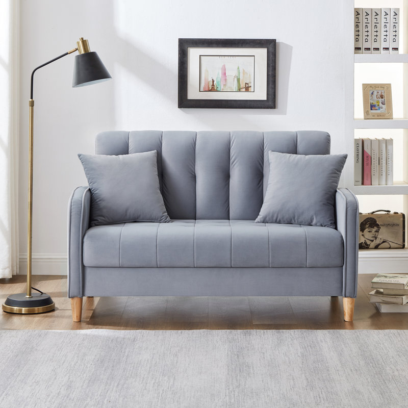 Canapé capitonné Modern, canapé rembourré en velours lisse pour salon ou petits espaces, Gris