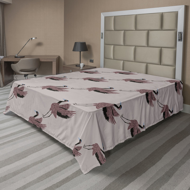 Ambesonne Flowers Flat Sheet Nostalgia Farmhouse, Dried Rose Dark Grey