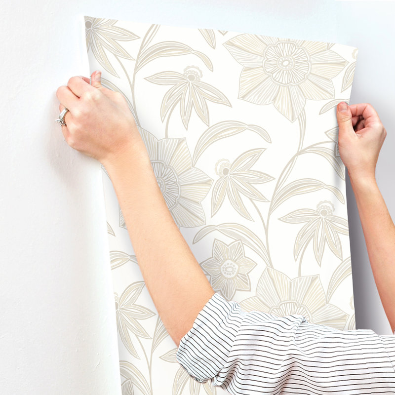 Exhale Light Gray Woven Faux Grasscloth Wallpaper, Beige