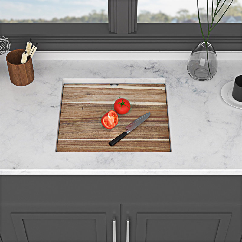 Évier de cuisine encastré simple avec robinet pliable et planche à découper