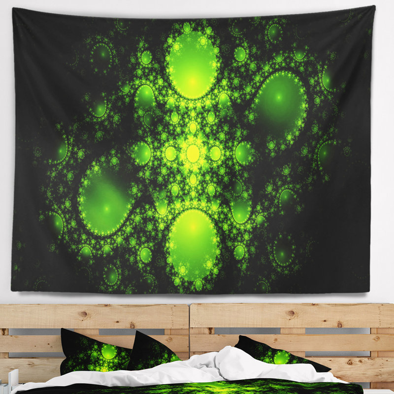 Tapisserie de conception à fractales vert abstrait cabalistic, H 32 po x l 39 po