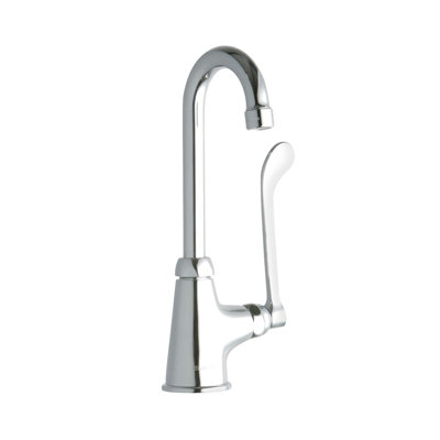 Single Hole with Single Control Faucet with 4" Gooseneck Spout 6" Wristblade Handle Chrome