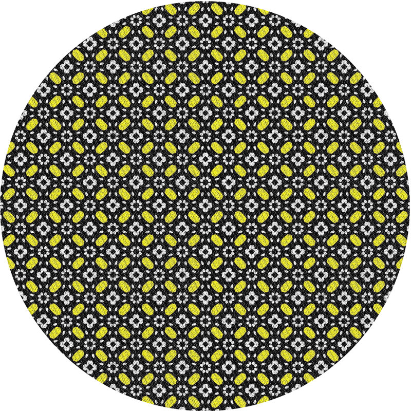 Tapis floral vert, Rond 7 pi