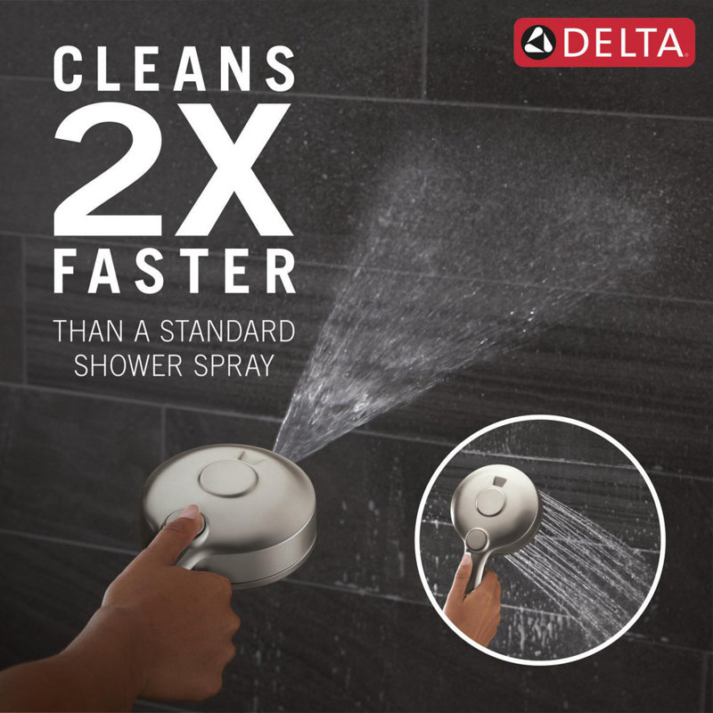 6-Setting HydroRain 2-in-1 Dual Shower Head with ProClean Spray, 2.5 GPM, Lumicoat  Stainless