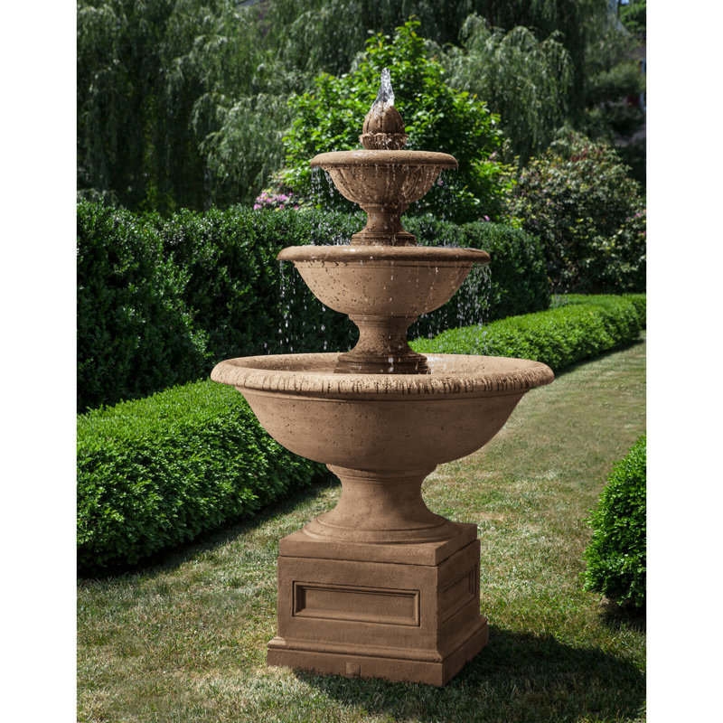 Fontaine de jardin en béton Monteros, Pierre calcaire vieillie