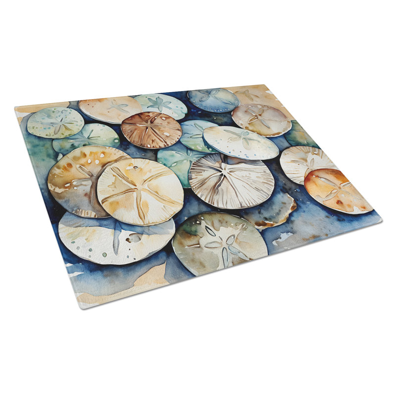 Sand Dollars Glass Cutting Board Large