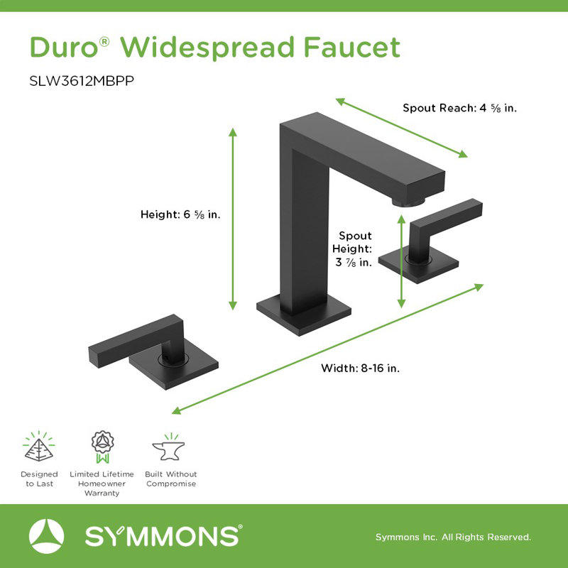 Duro Widespread Bathroom Faucet with Push Pop Drain, Matte Black