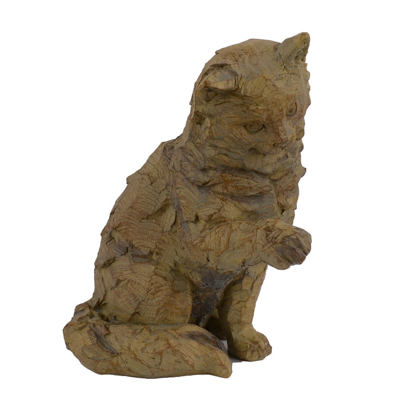 Joaquin CAT 25cm Carved Wood Effect