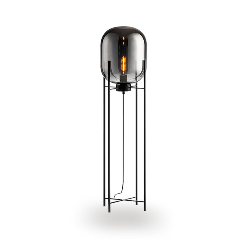 Lampe de plancher de chambre à coucher haut de gamme Iron Artistic Minimalist, Argent argent, 55.12"