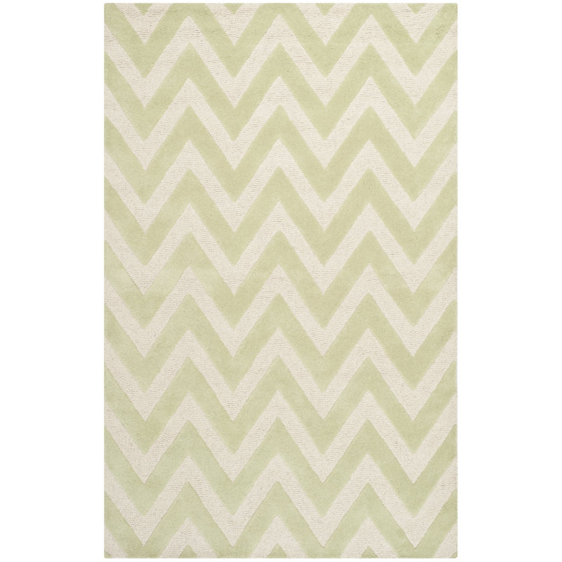 Sanyla Hand Tufted Wool Chevron Rug, Rectangle 5' x 8'