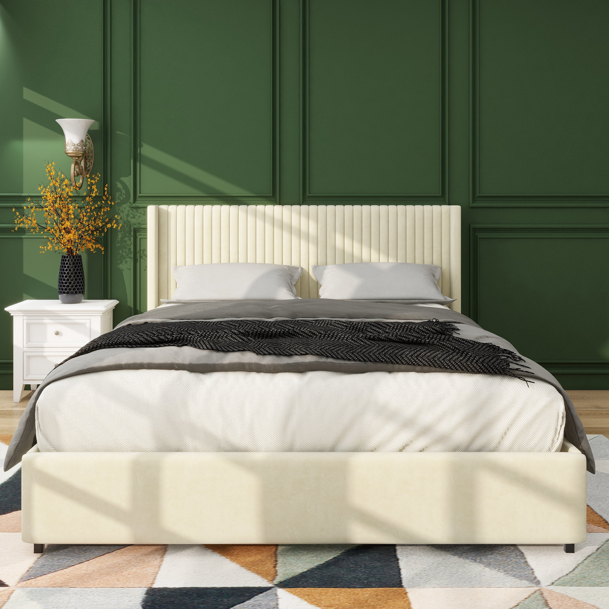 Latitude Run® Sipahi Patented 2Drawer Storage Bed Queen Size Ivory